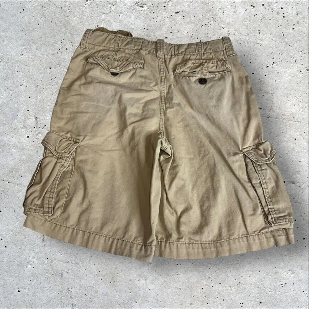 Aeropostale Shorts Mens‎ Beige Khaki Drawstring Flap Cargo Pockets y2k Size 32